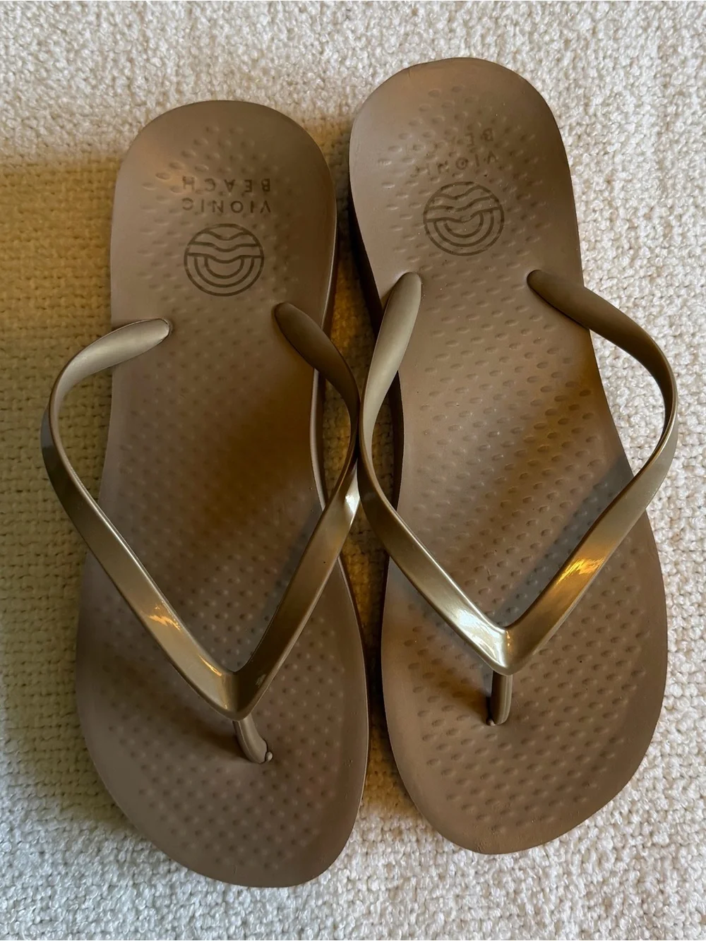 Vionic Beach Women’s Beige Thong Wedge Slip-On Sandals Synthetic Std 7